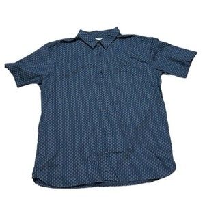 Men’s Voyager XL short sleeve blue button up blue pattern casual dress shirt